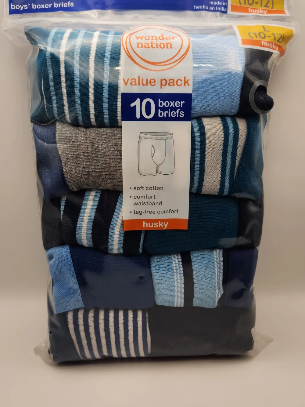 wonder nation Boys' Boxer Briefs Pack - Blue, Light Blue, Navy, Gray